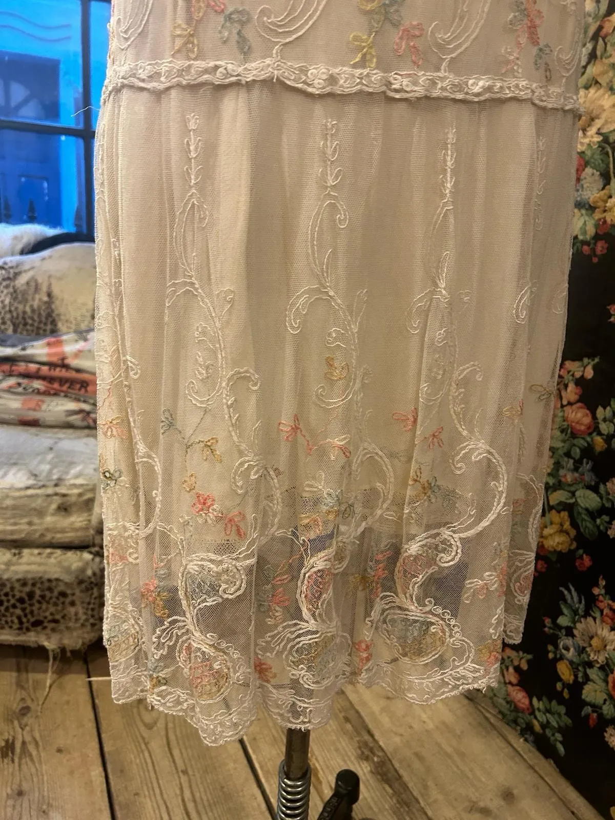 1920s embroidered mesh dress