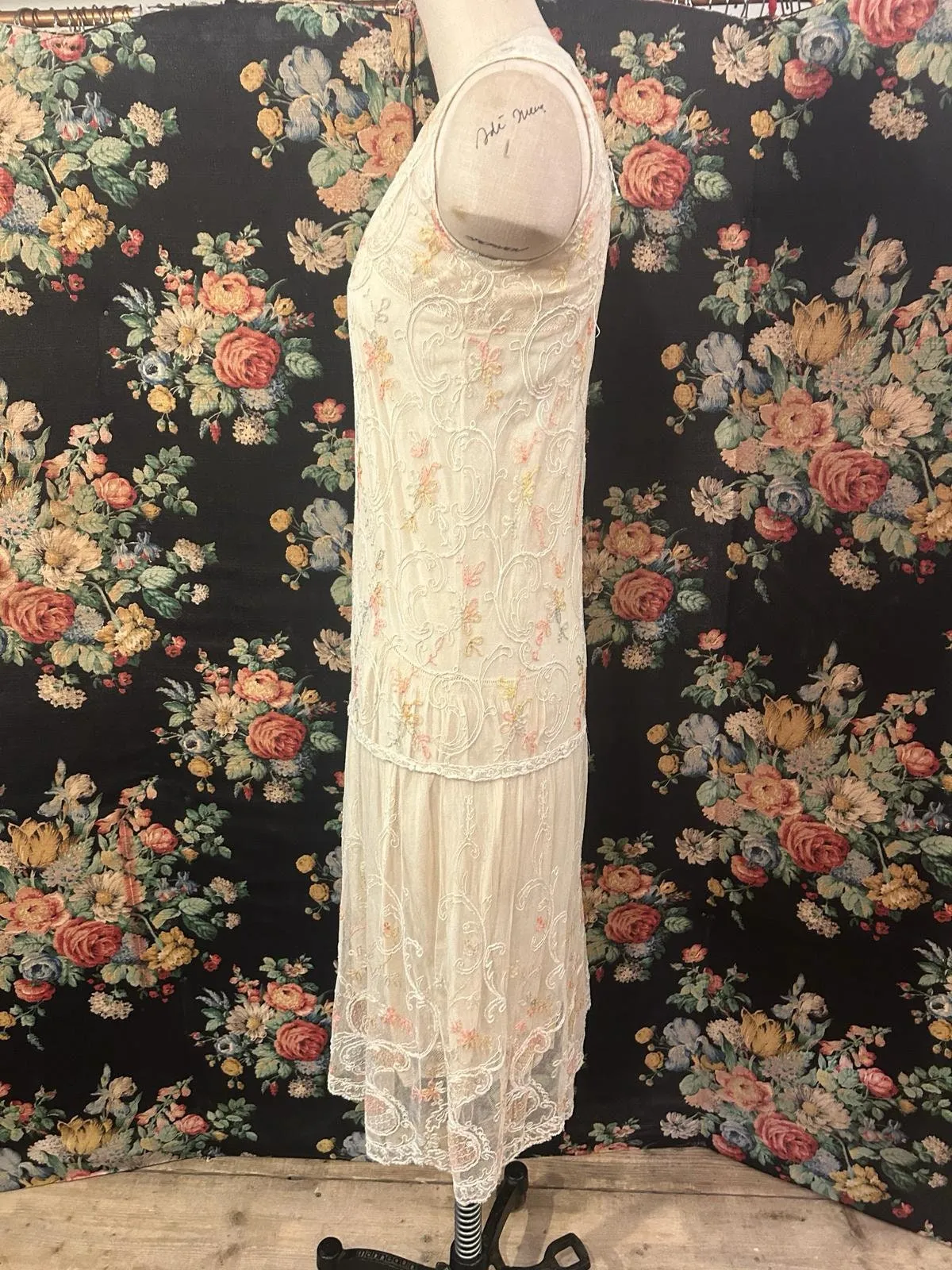 1920s embroidered mesh dress