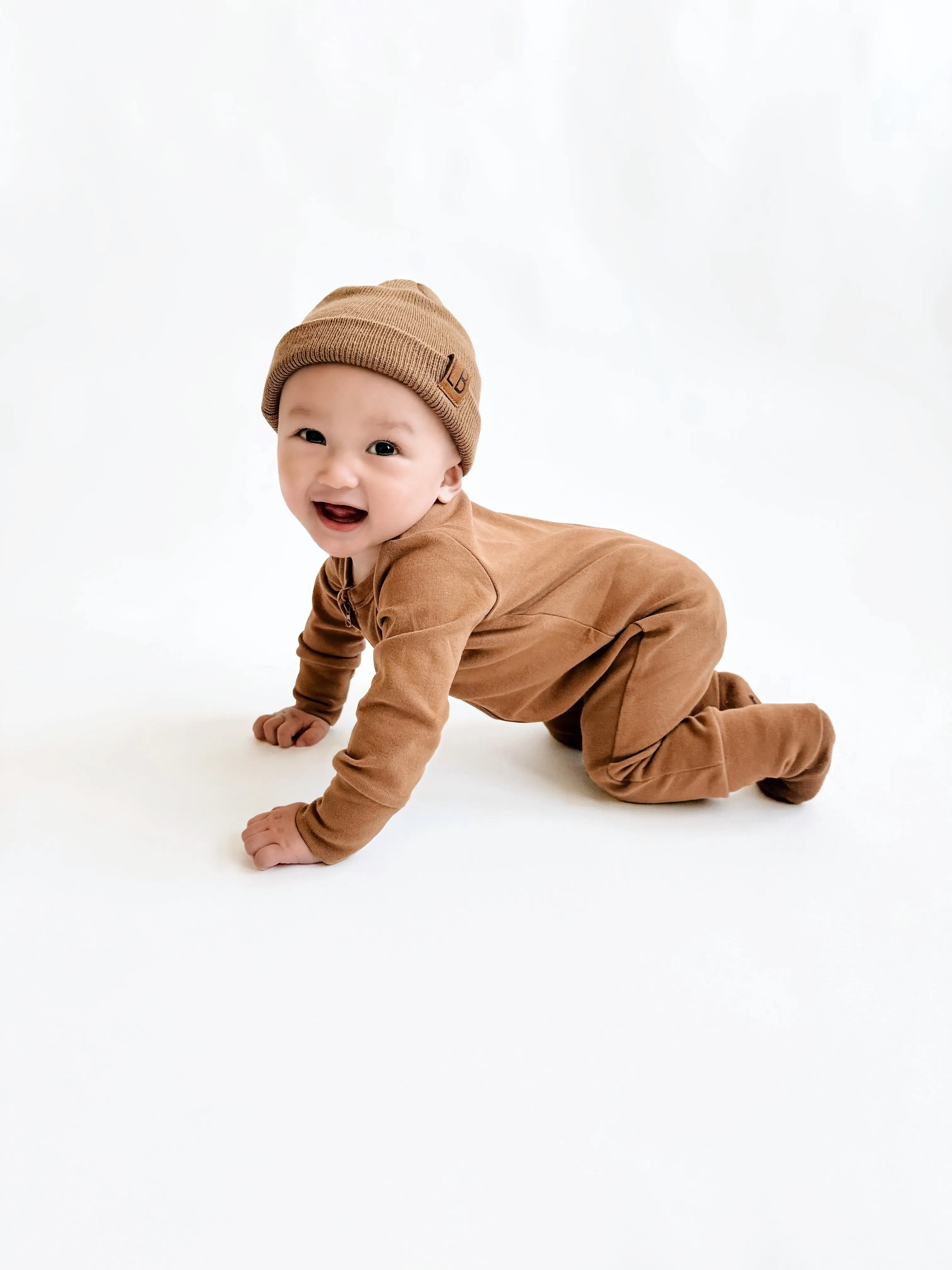 2-Way Zip Romper - Caramel