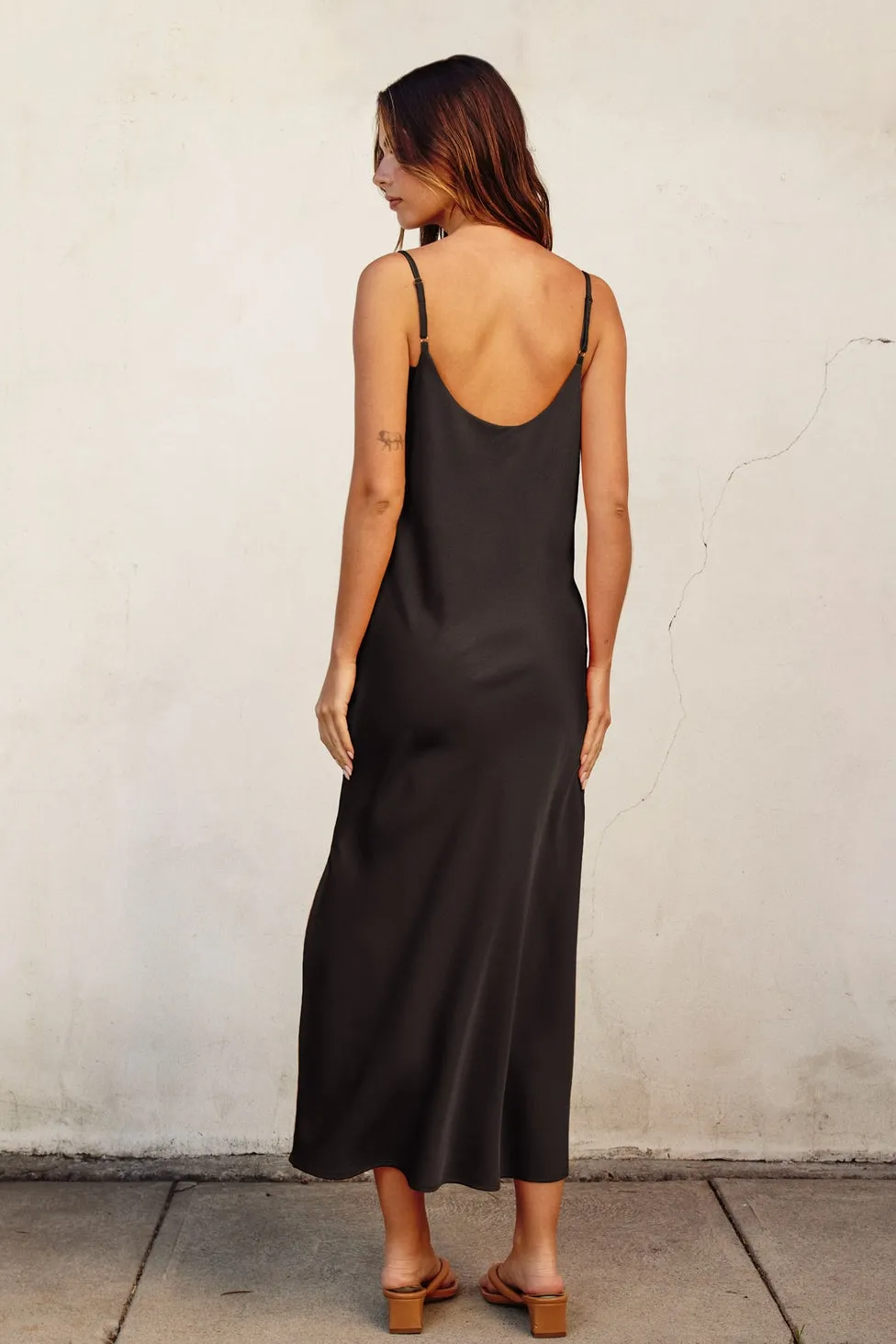 90's Gal Cowl Neck Slip Dress, Black