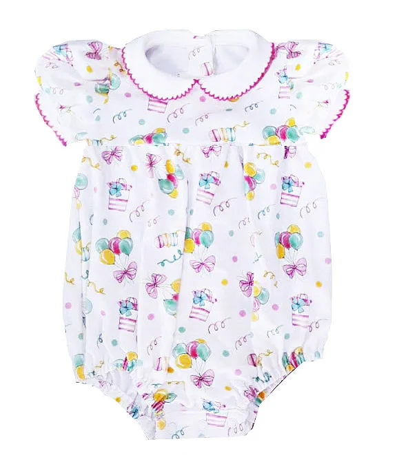Baby Girl's "Birthday" Pima Cotton Romper