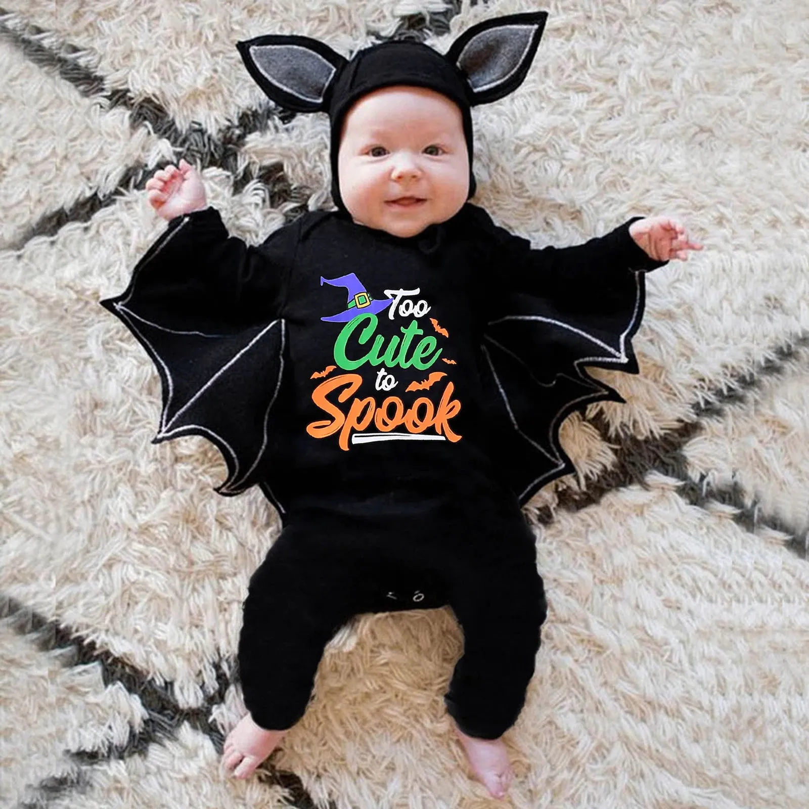 Baby Halloween Romper Baby Clothes Long Sleeve Bat Kids Newborn Jumpsuit Infant