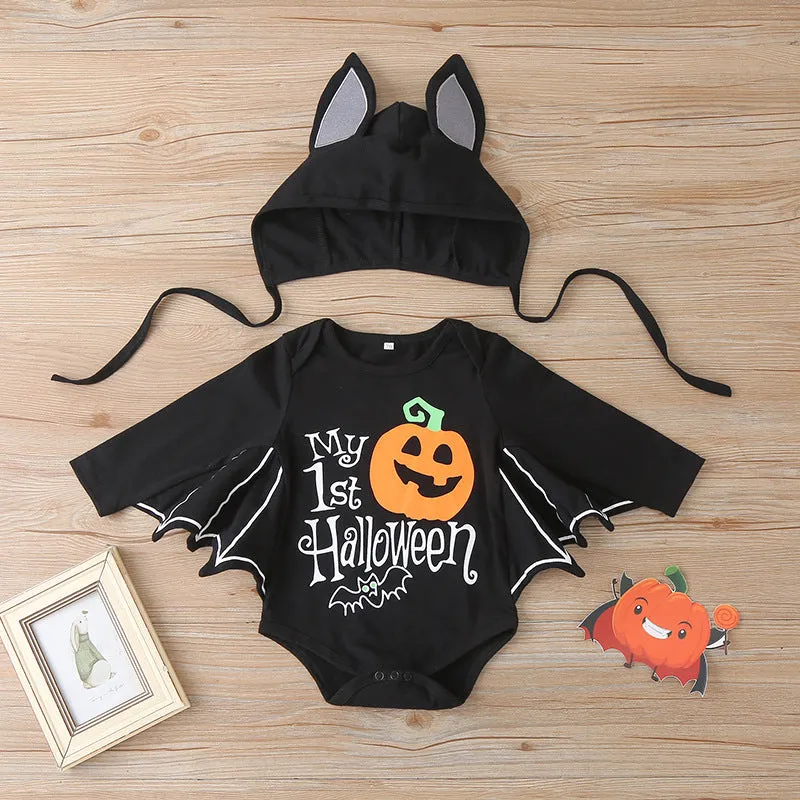 Baby Halloween Romper Baby Clothes Long Sleeve Bat Kids Newborn Jumpsuit Infant