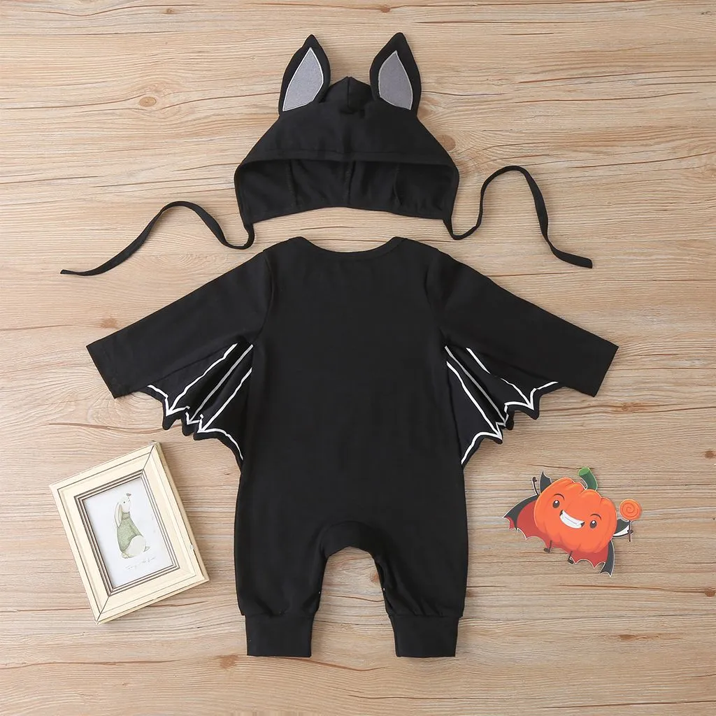 Baby Halloween Romper Baby Clothes Long Sleeve Bat Kids Newborn Jumpsuit Infant
