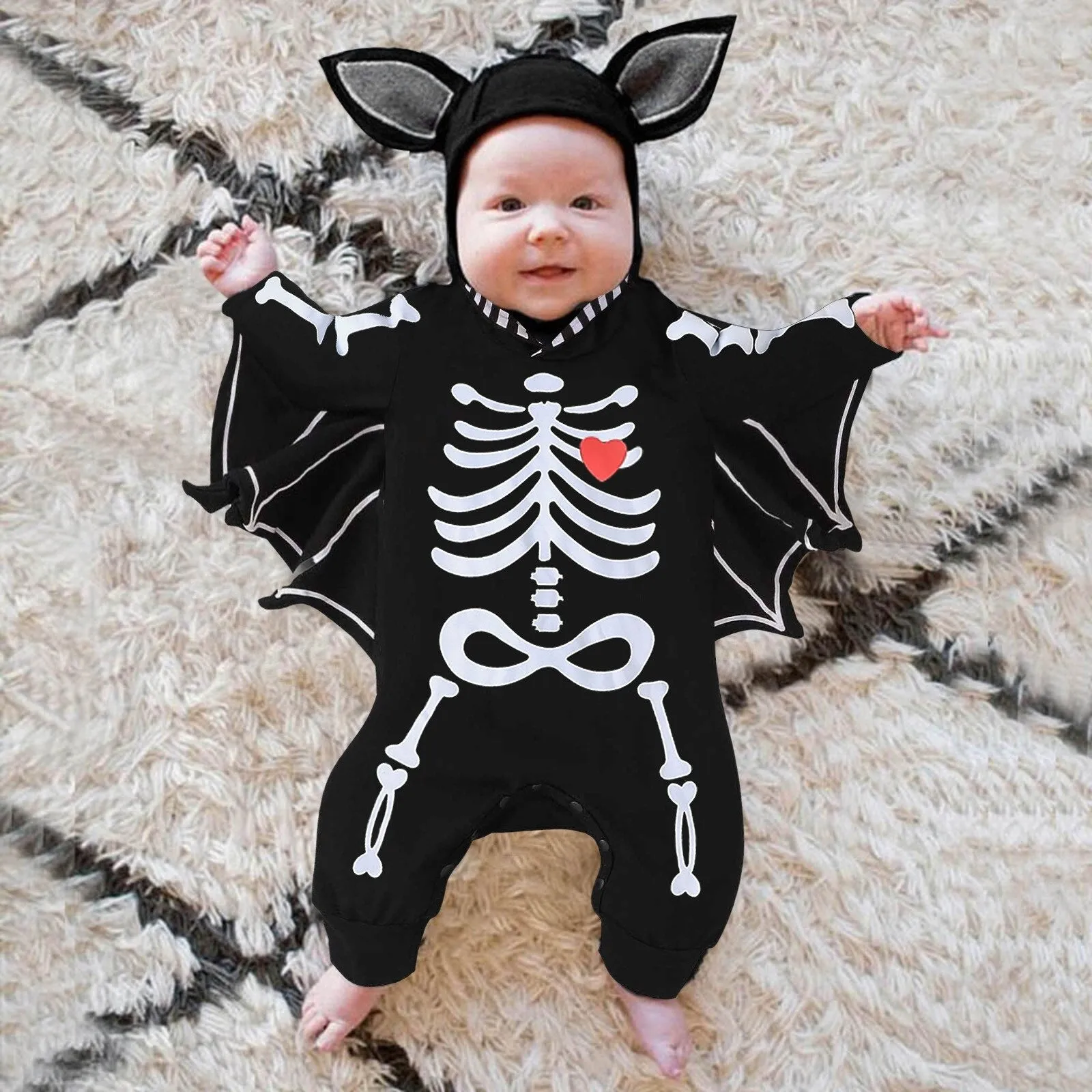 Baby Halloween Romper Baby Clothes Long Sleeve Bat Kids Newborn Jumpsuit Infant