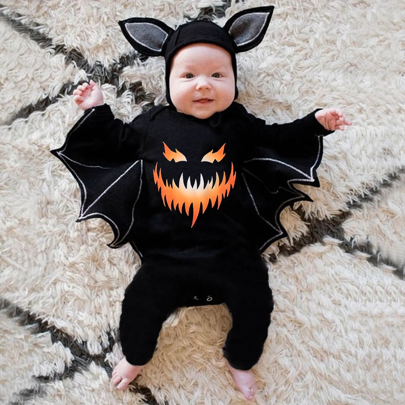 Baby Halloween Romper Baby Clothes Long Sleeve Bat Kids Newborn Jumpsuit Infant