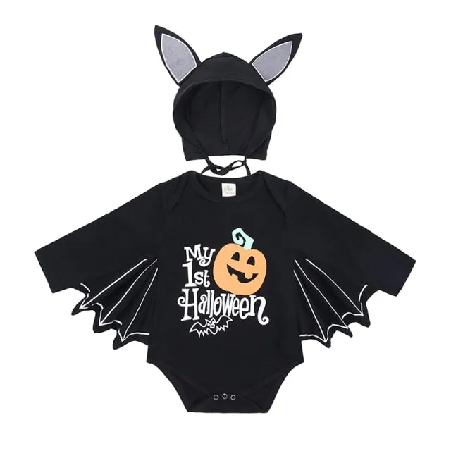 Baby Halloween Romper Baby Clothes Long Sleeve Bat Kids Newborn Jumpsuit Infant