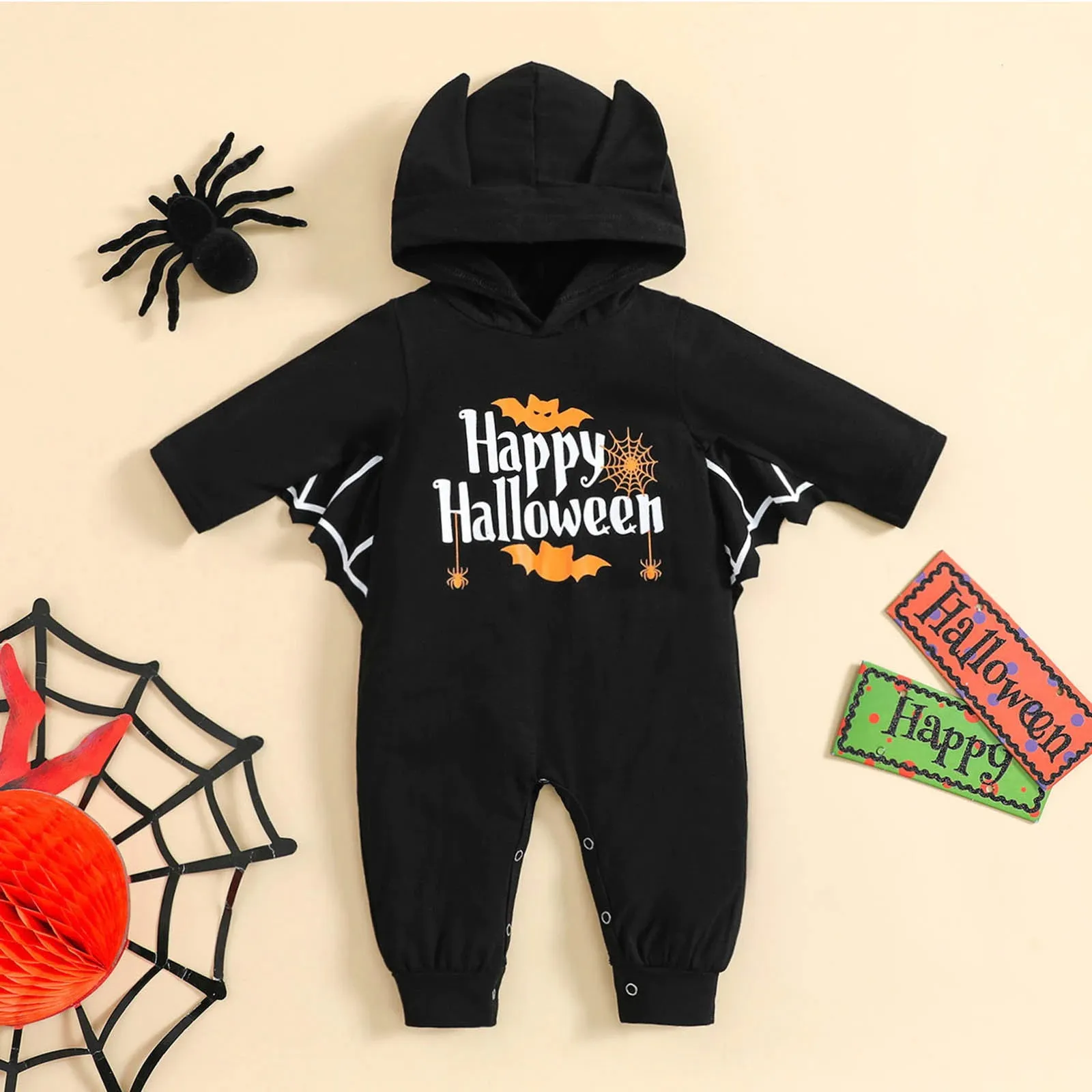 Baby Halloween Romper Baby Clothes Long Sleeve Bat Kids Newborn Jumpsuit Infant