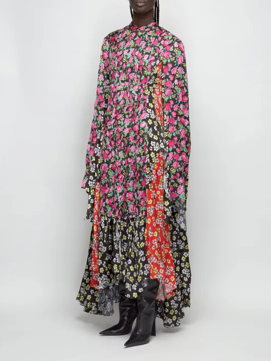 Balenciaga   Printed satin long dress 