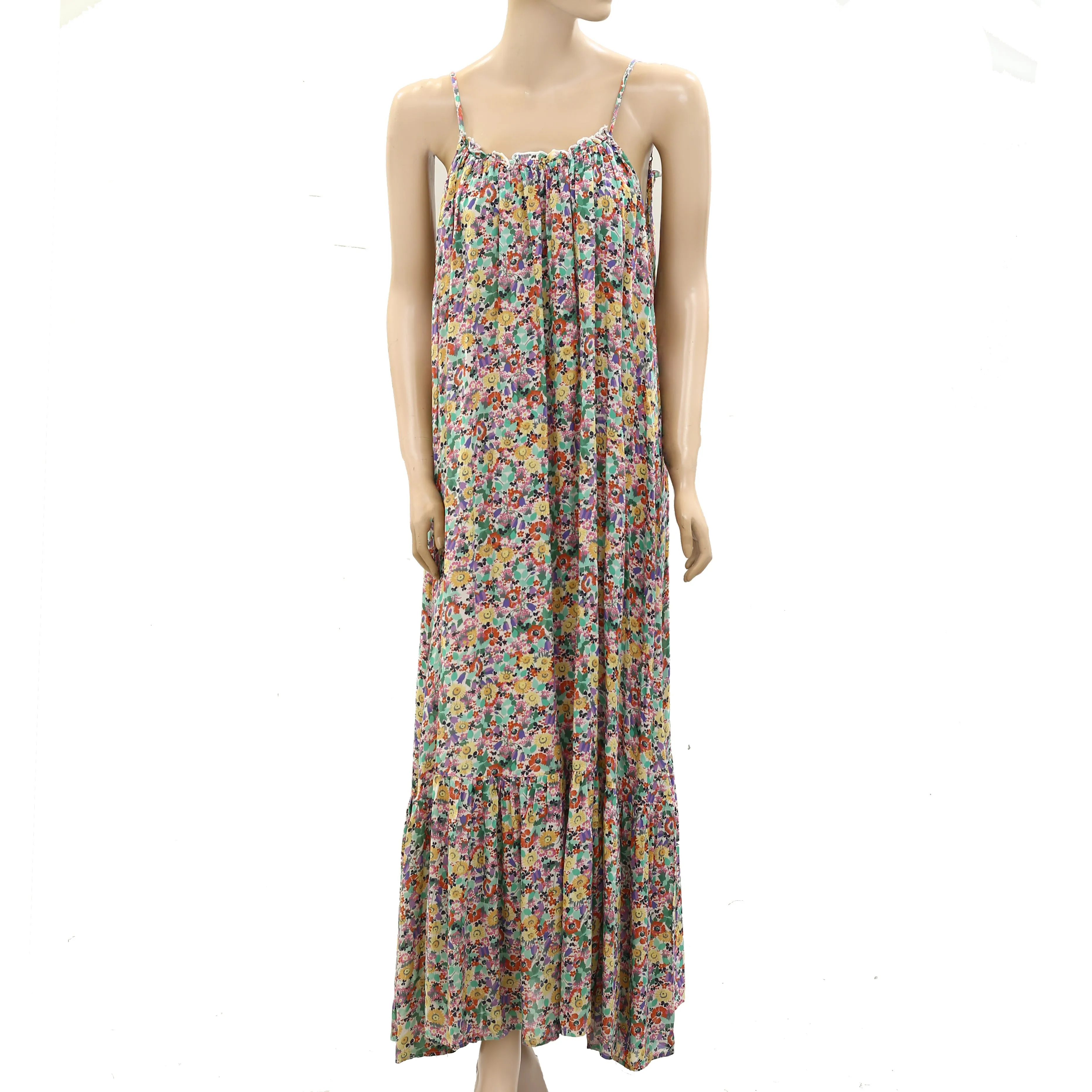 By Anthropologie The Malika Printed Slip Maxi Dress