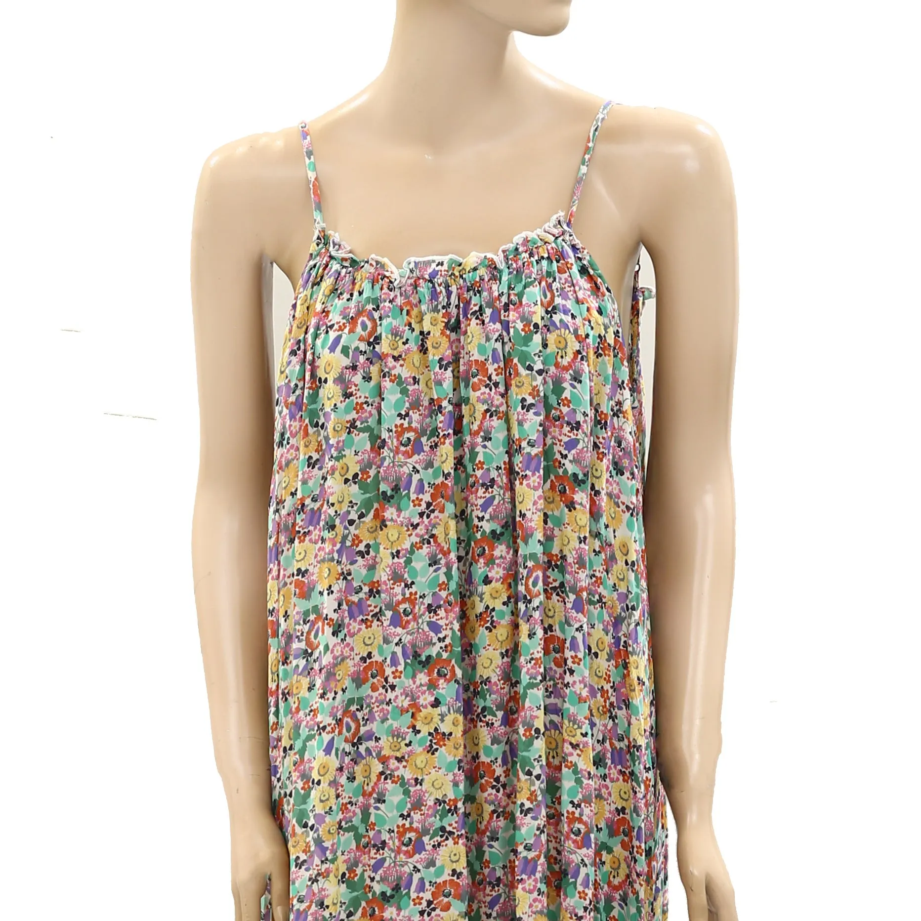 By Anthropologie The Malika Printed Slip Maxi Dress
