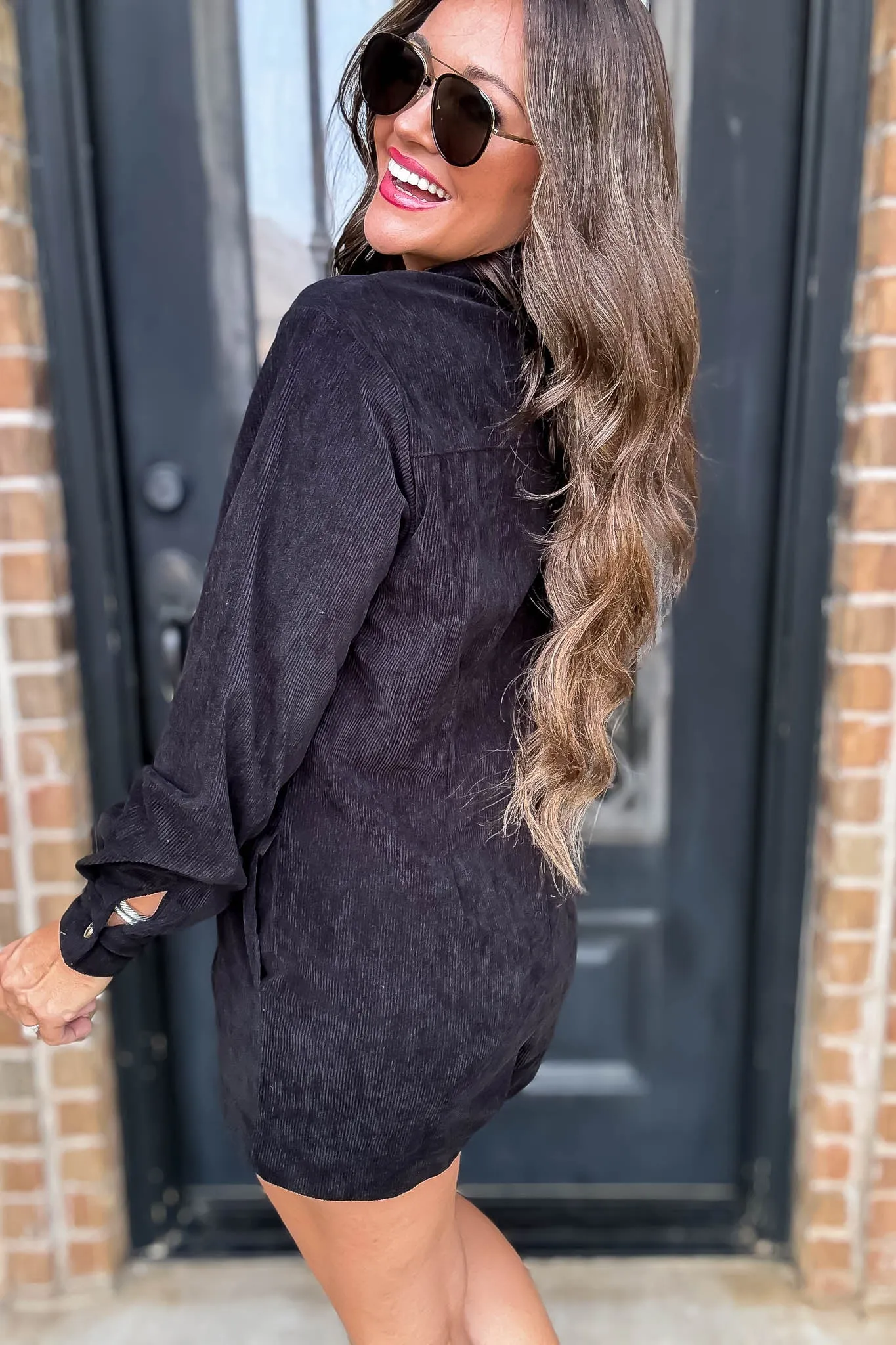 Casually Chic Corduory Black Romper