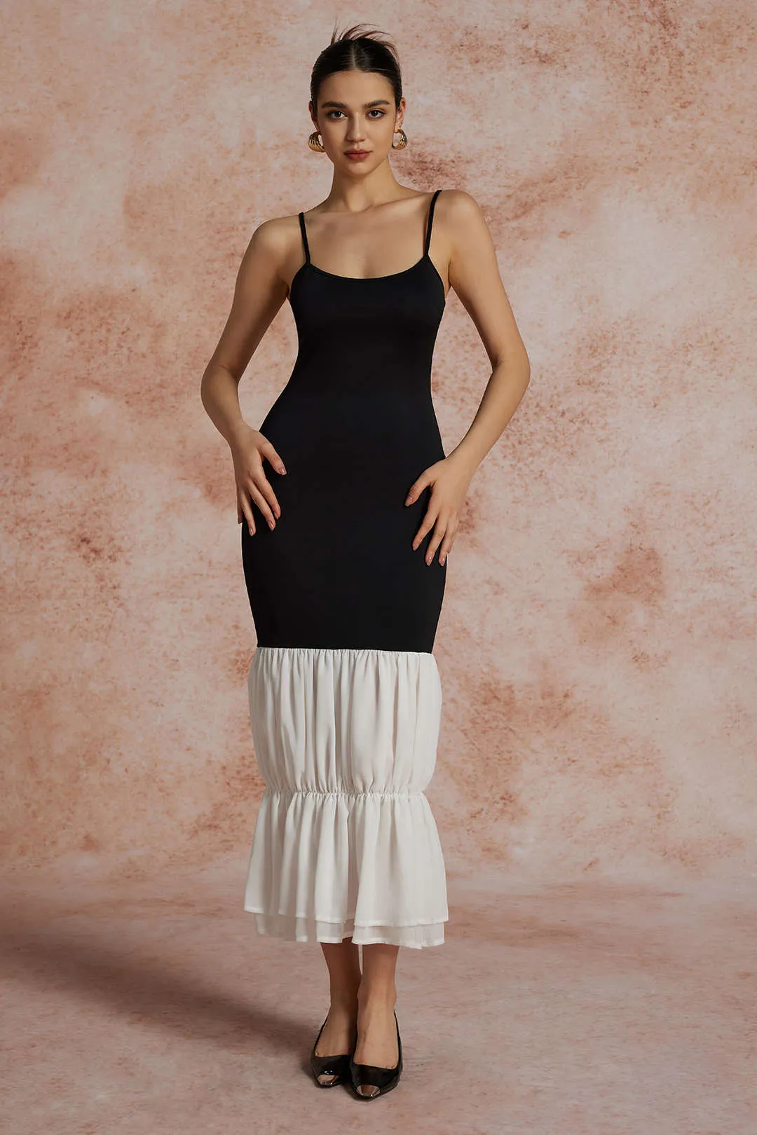 Color Block Slip Maxi Dress