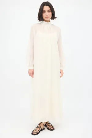 Cream Wool Mock Neck Maxi Dress