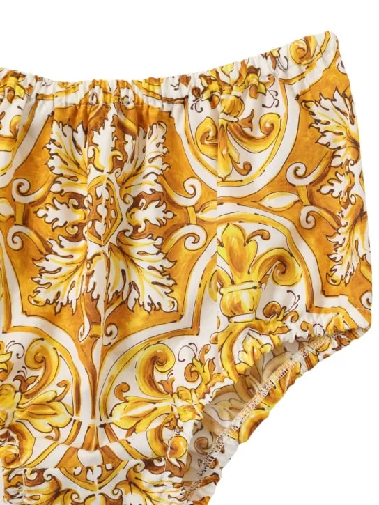 Dolce&amp;Gabbana   Maiolica print cotton dress&amp;diaper cover 
