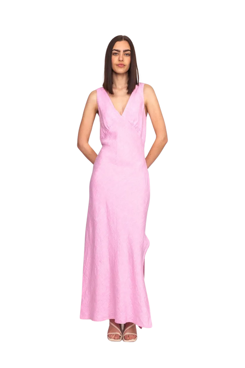 Esme Linen Slip Dress Pink