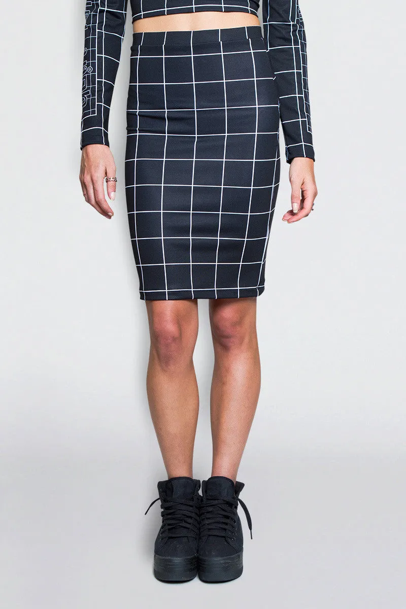 Grid Pencil Skirt