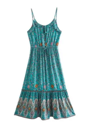 JAYNEE Slip Midi Dress - Green