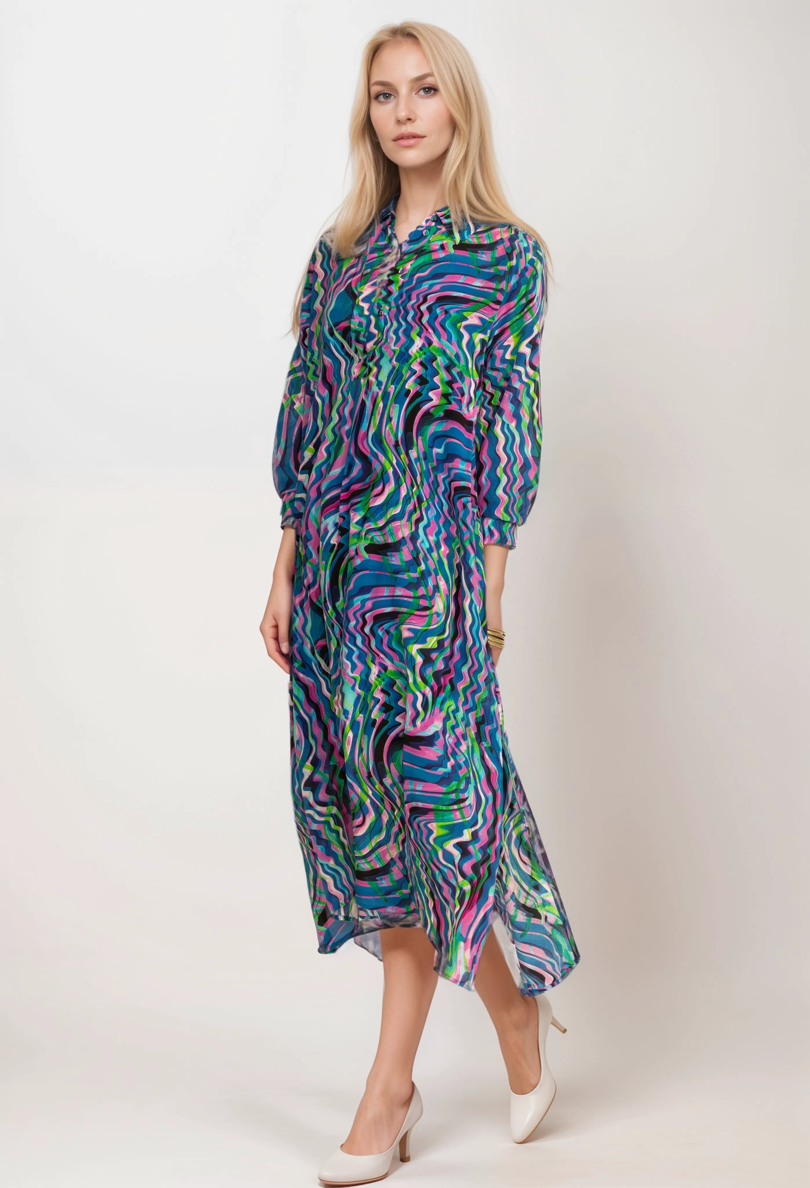 Johnny Was Workshop Moonwave Henley Dress W31823 Boho Chic