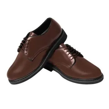 Leather Military Uniform Oxford Dress Shoe Brown