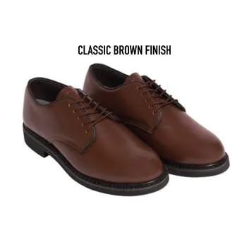 Leather Military Uniform Oxford Dress Shoe Brown