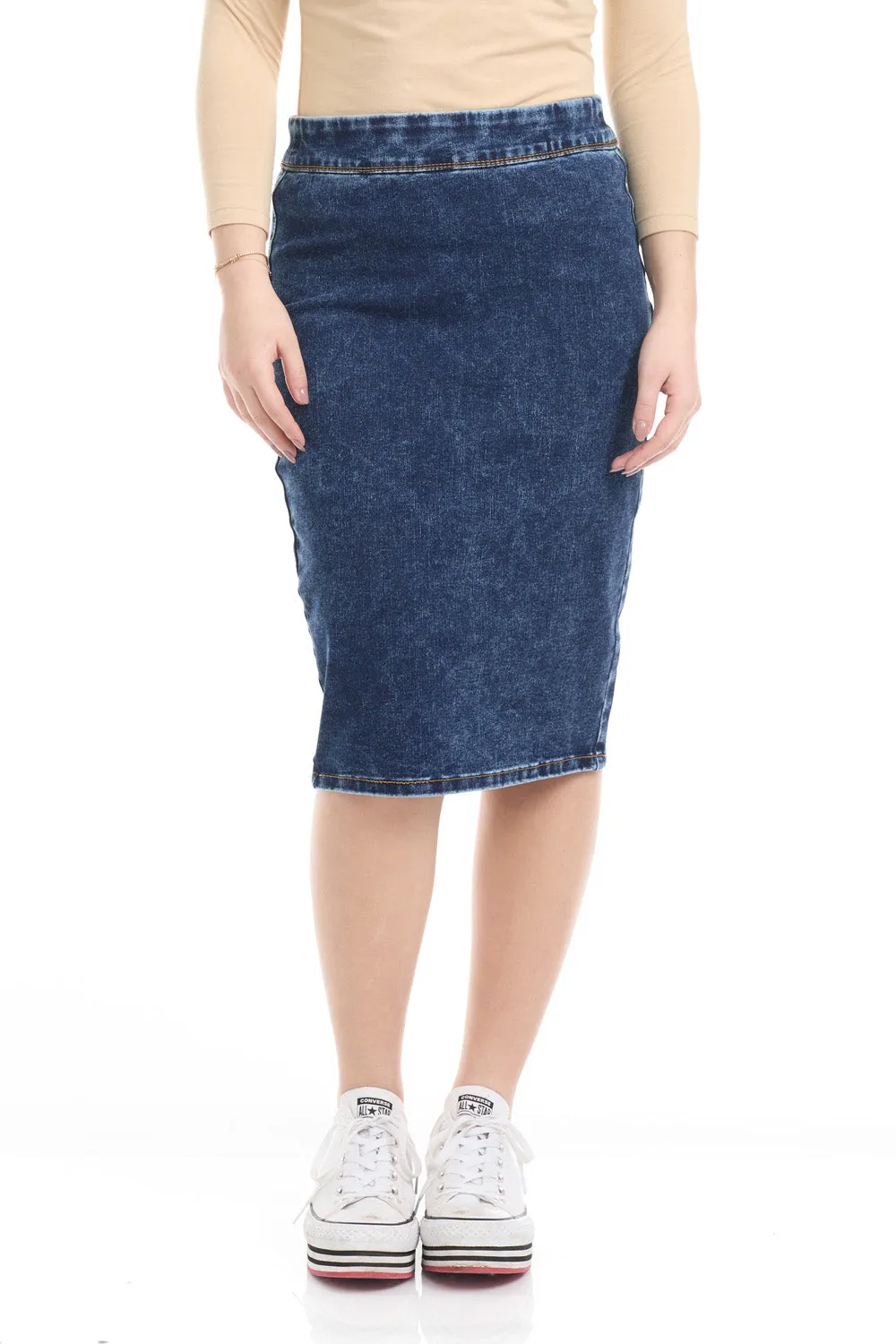 Modest Below Knee Length Jean Pencil Skirt for Women 'Venice'