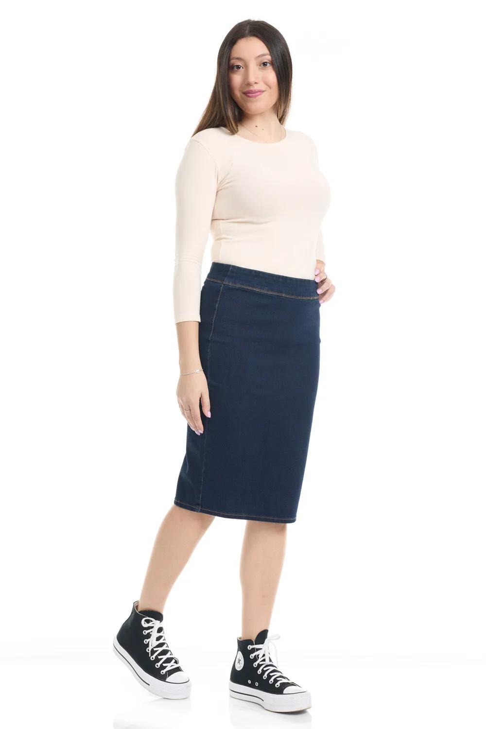 Modest Below Knee Length Jean Pencil Skirt for Women 'Venice'