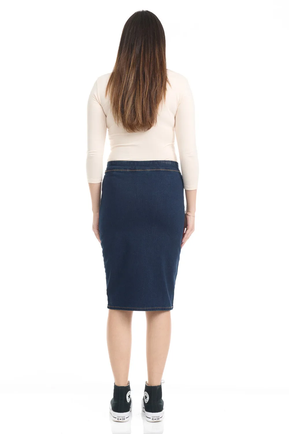Modest Below Knee Length Jean Pencil Skirt for Women 'Venice'