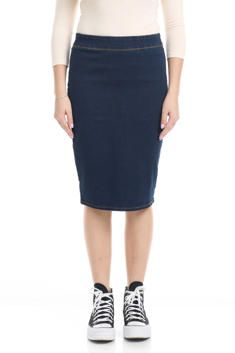 Modest Below Knee Length Jean Pencil Skirt for Women 'Venice'