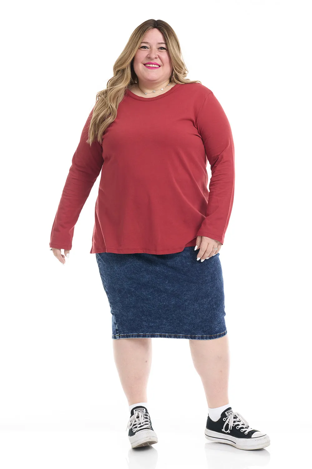 Modest Below Knee Length Jean Pencil Skirt for Women 'Venice'