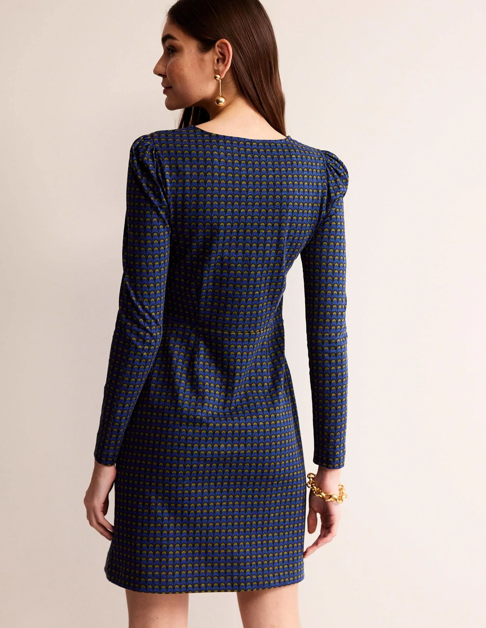 Penelope Jersey Dress-Sapphire Blue, Geo Charm