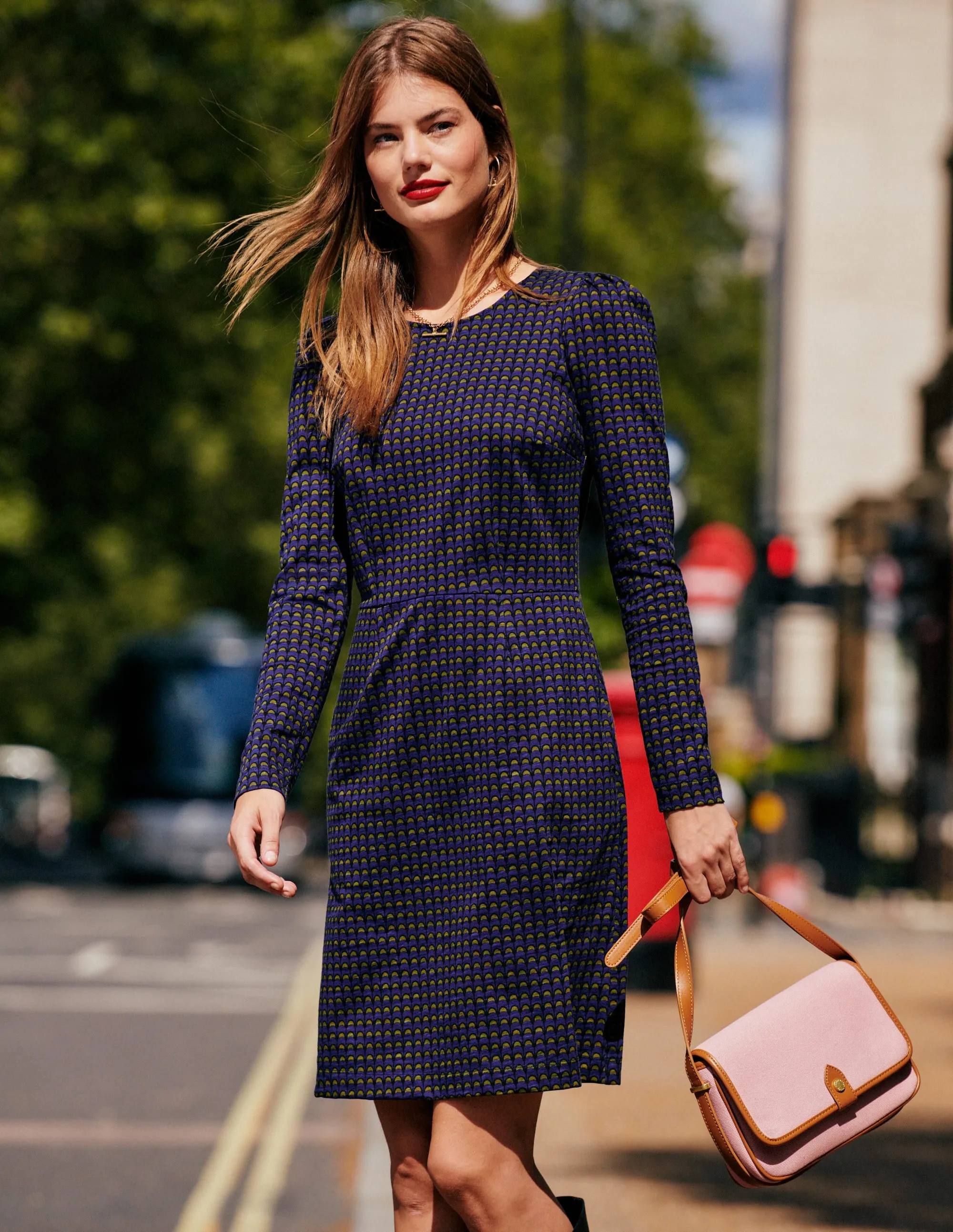 Penelope Jersey Dress-Sapphire Blue, Geo Charm