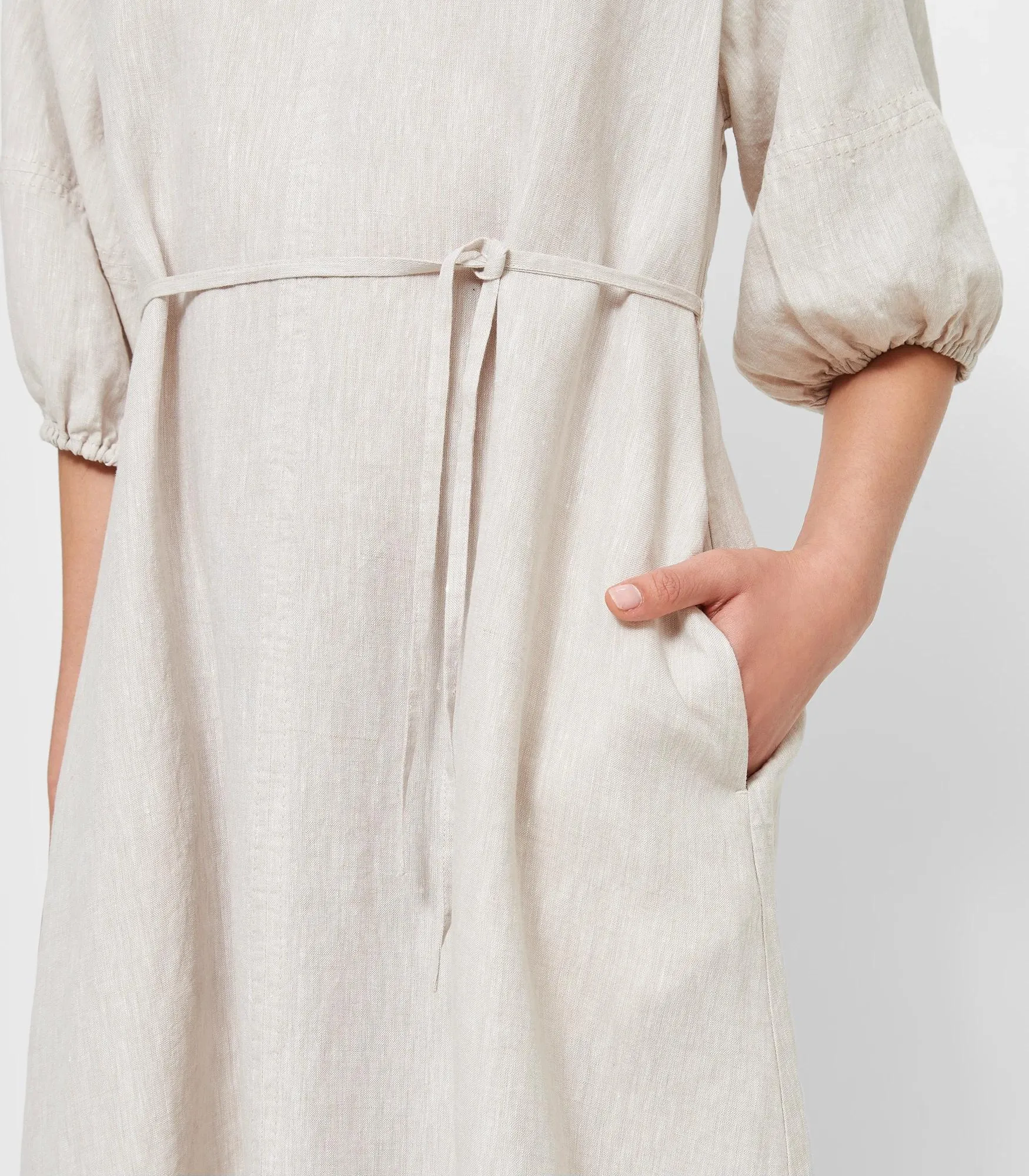 popular  European Linen Raglan Midi Dress