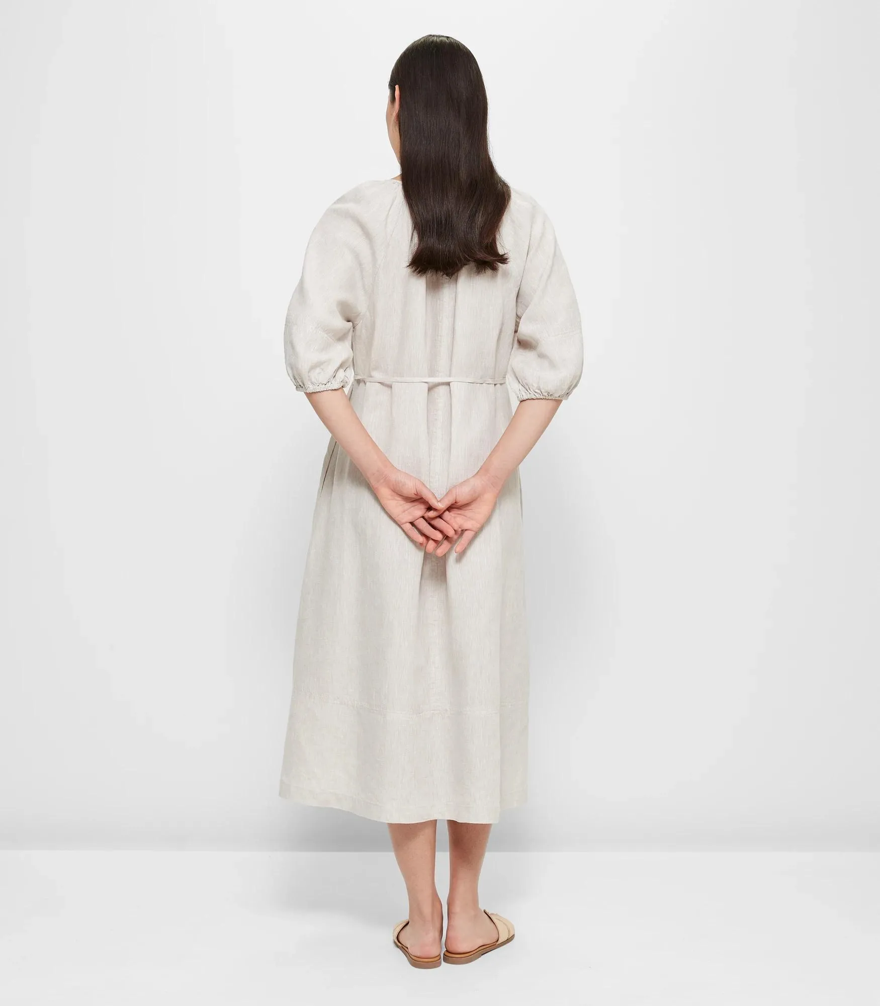 popular  European Linen Raglan Midi Dress