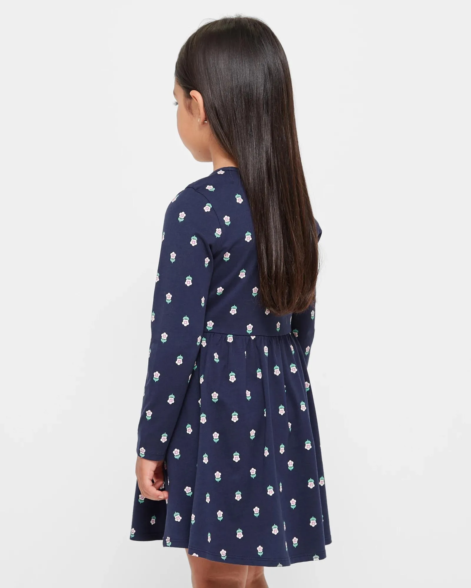popular  Print Dress - Navy Blue