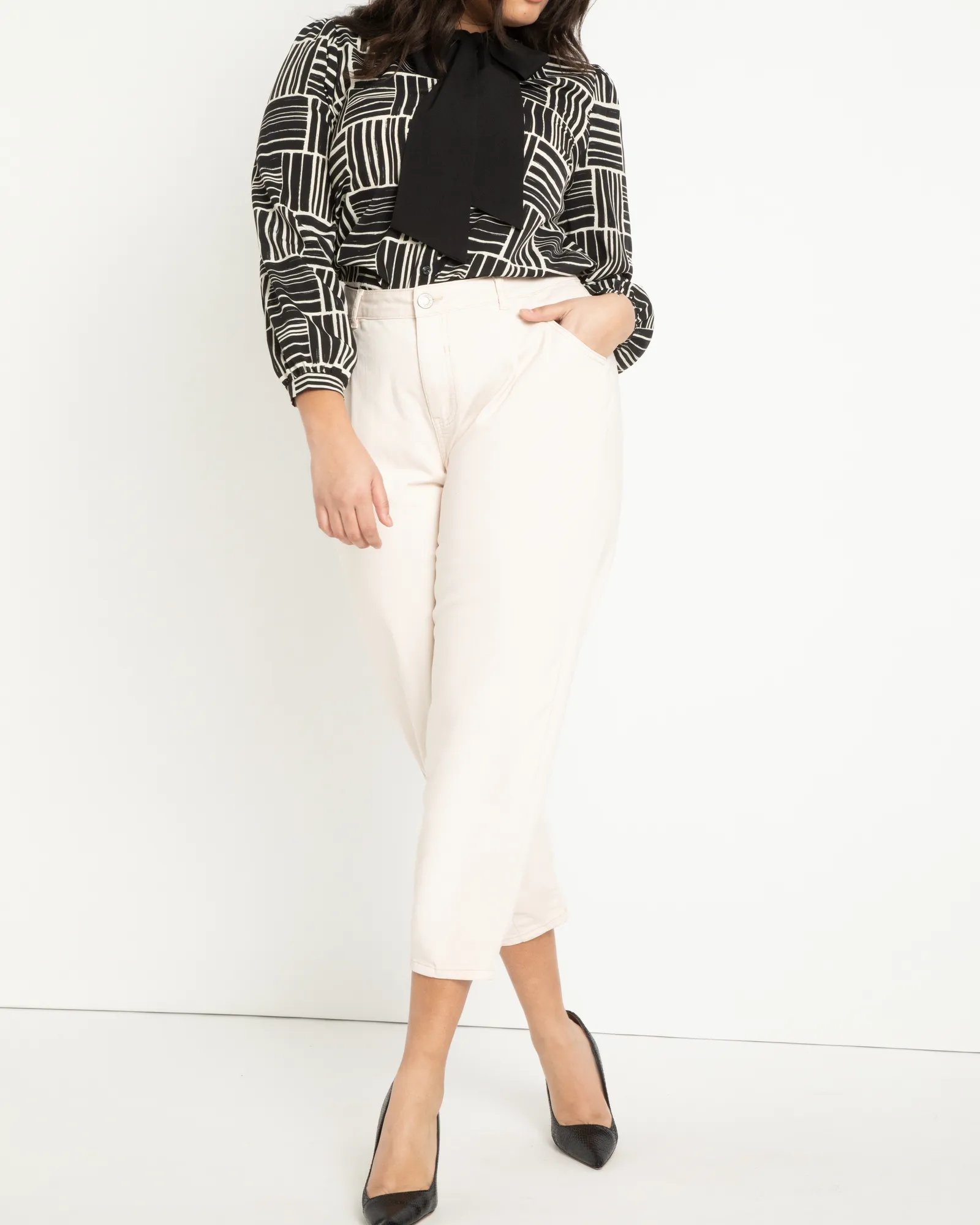 Reina Tie Neck Blouse | Basketweave