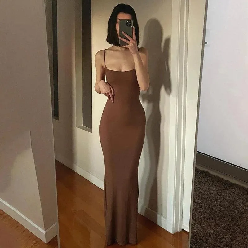 Satin Slip Maxi Dress: Retro-Future Chic for Stylish Women