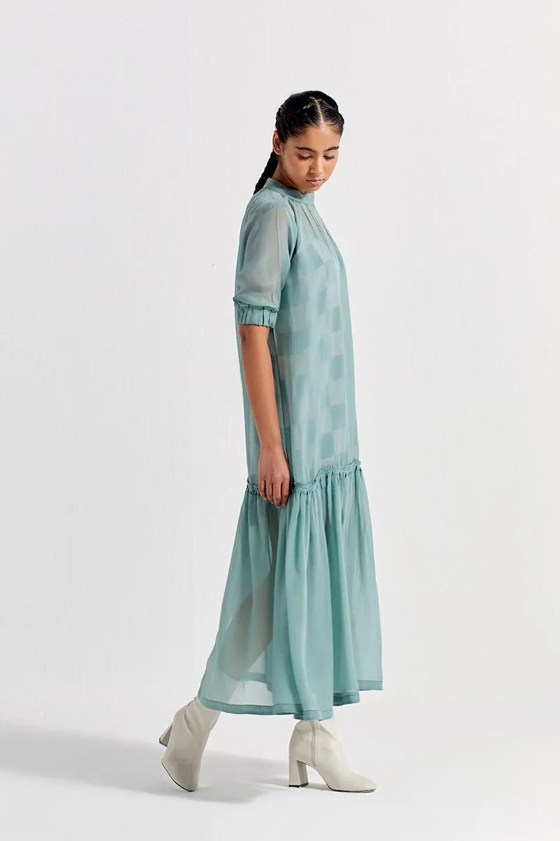 Sheer Bottom Frill Dress - Jade