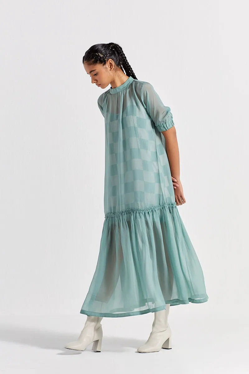 Sheer Bottom Frill Dress - Jade