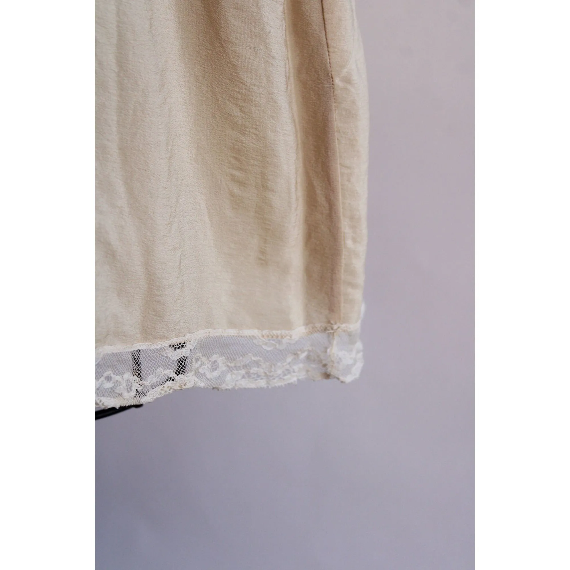 Vintage 1920s Slip in Beige Silk