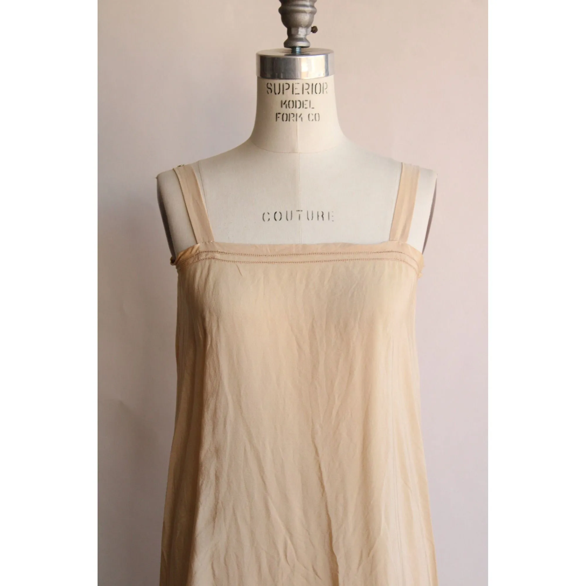 Vintage 1920s Slip in Beige Silk