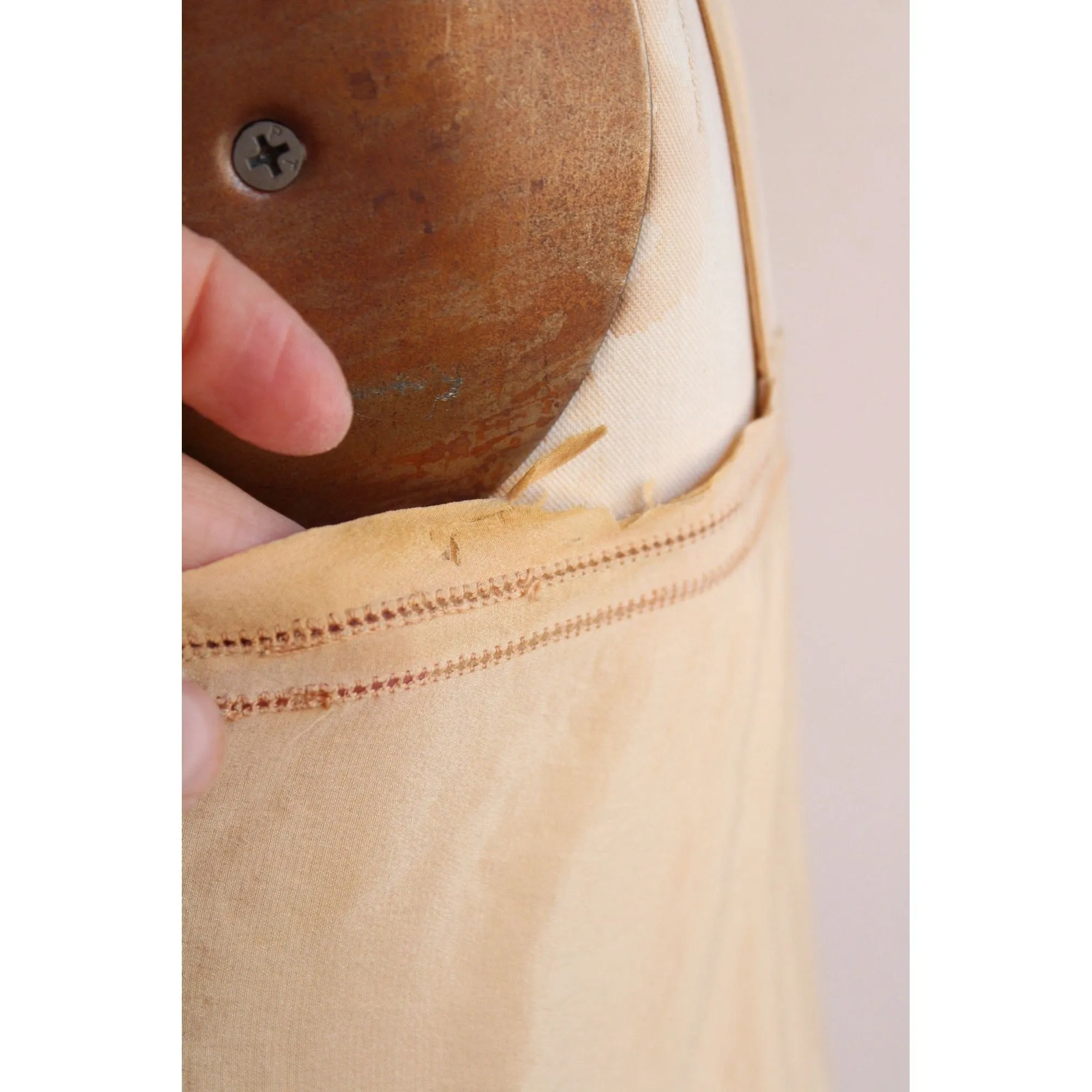 Vintage 1920s Slip in Beige Silk