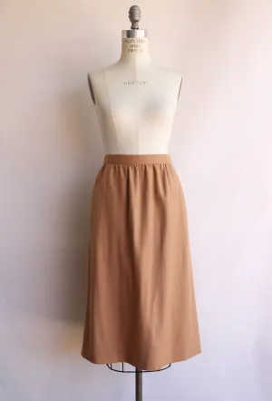 Vintage 1980s The Villager Tan Wool Pencil Skirt with Pockets