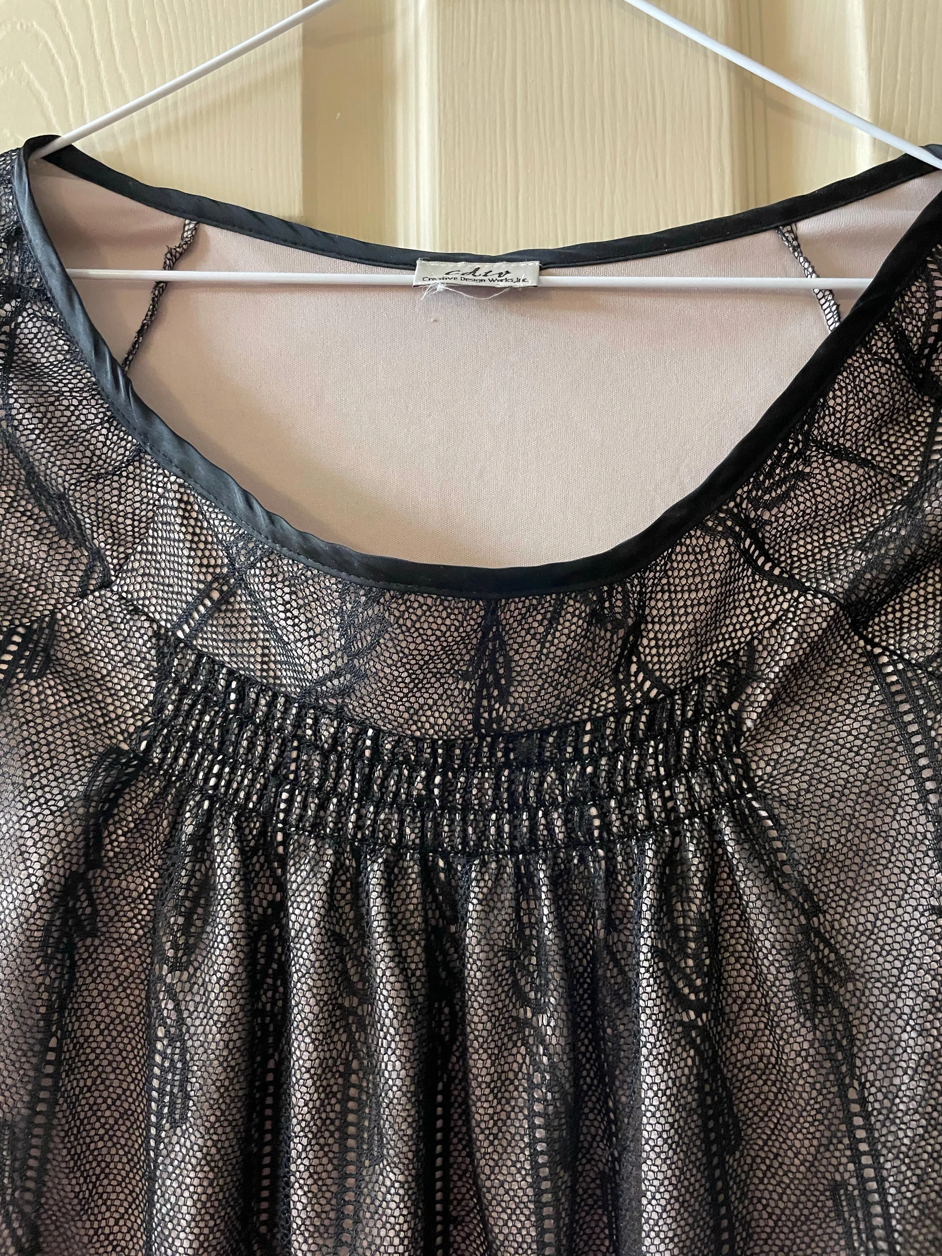 Womens Juniors CDW Creative Design Works Black Lace Overlay Dress Top Medium