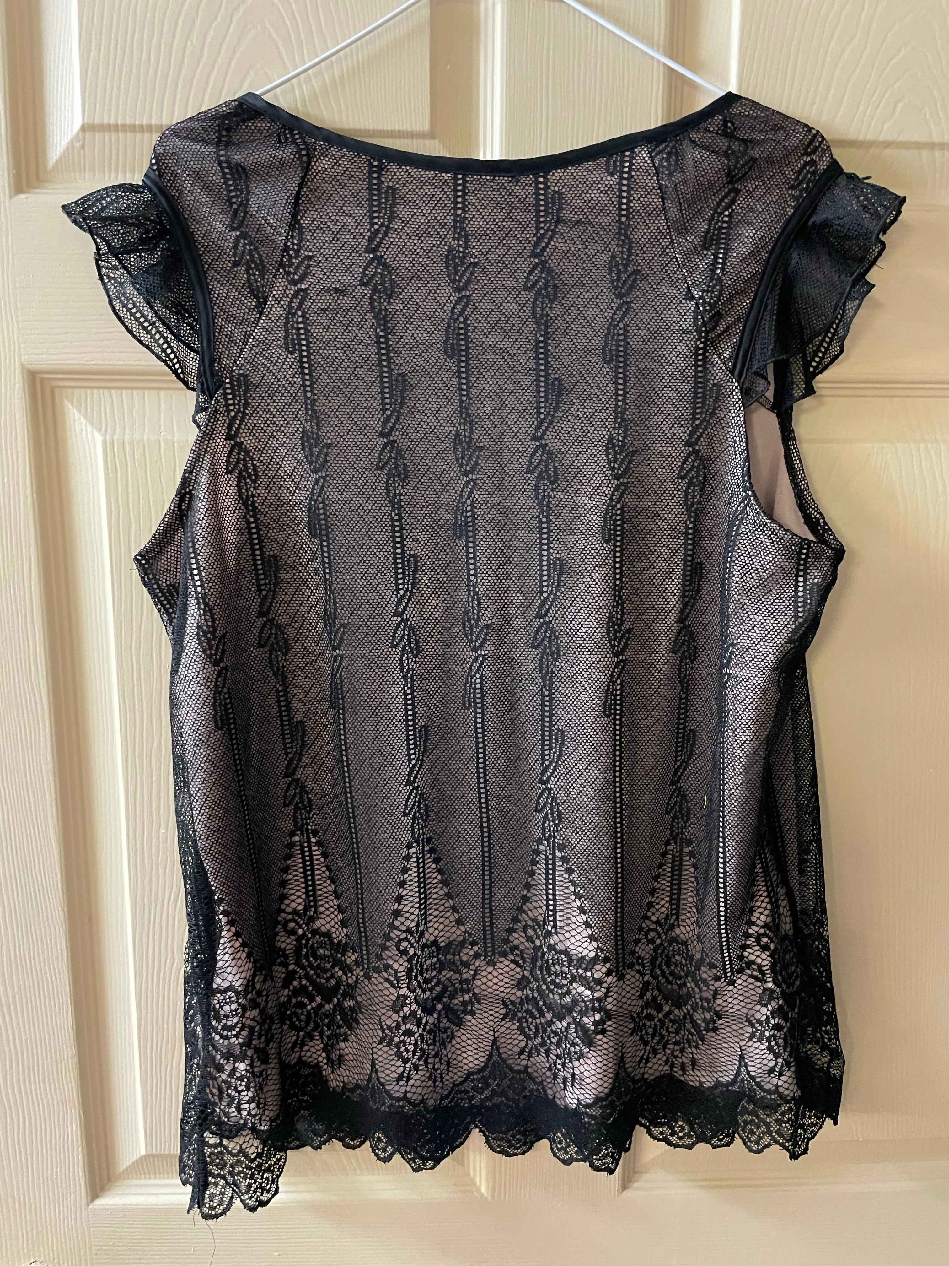 Womens Juniors CDW Creative Design Works Black Lace Overlay Dress Top Medium